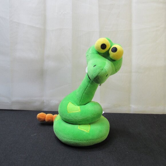 Disney Jungle Book Snake Plush Toy KAA 8.5" Green Coiled Yellow Eyes Fangs Good - Picture 1 of 10